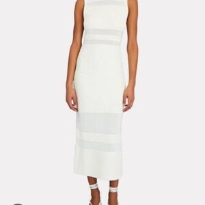 Acler Nadia Striped Midi Sweater Dress Ivory